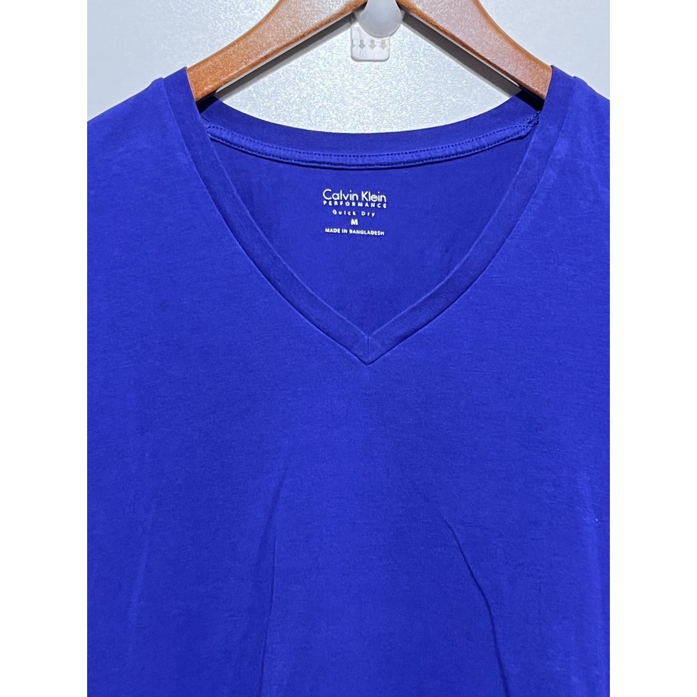 Calvin Klein Performance Womens Cobalt Blue Quick Dry V-Neck T-Shirt Size M - Picture 4 of 9